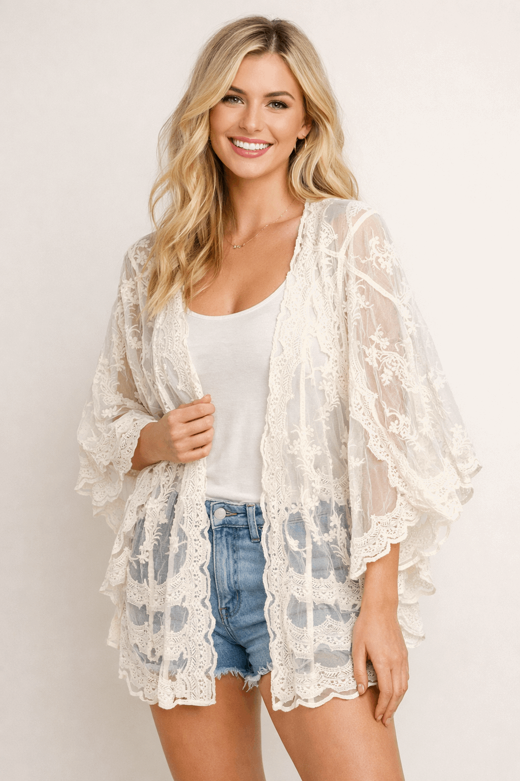 Embroidered Lace Kimono