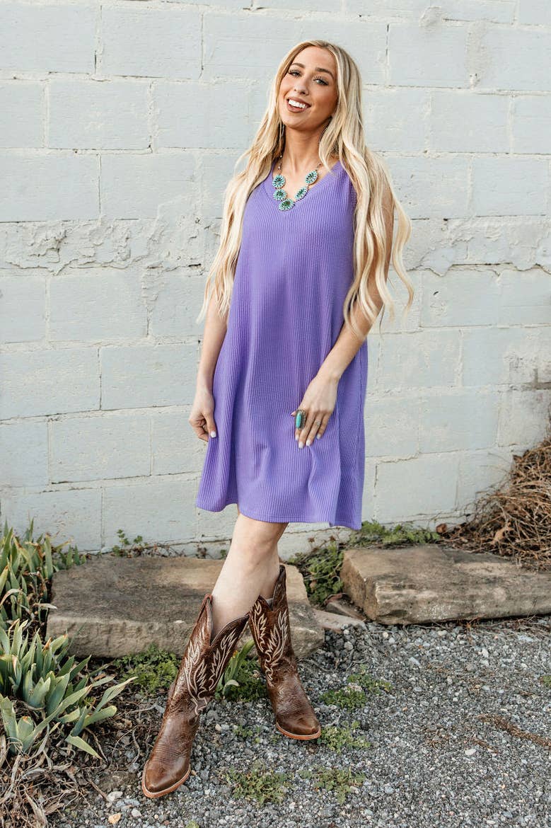 Ribbed Dress - Violet