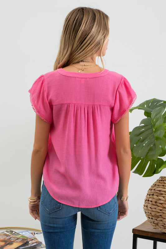 Fuchsia Petal Sleeve Top