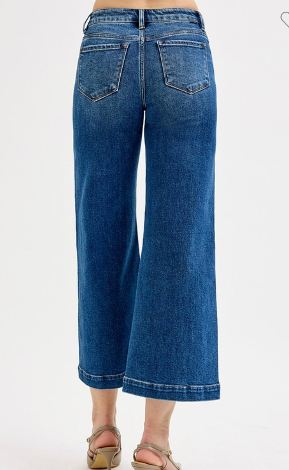 Risen Mid Rise Wide Ankle Jeans