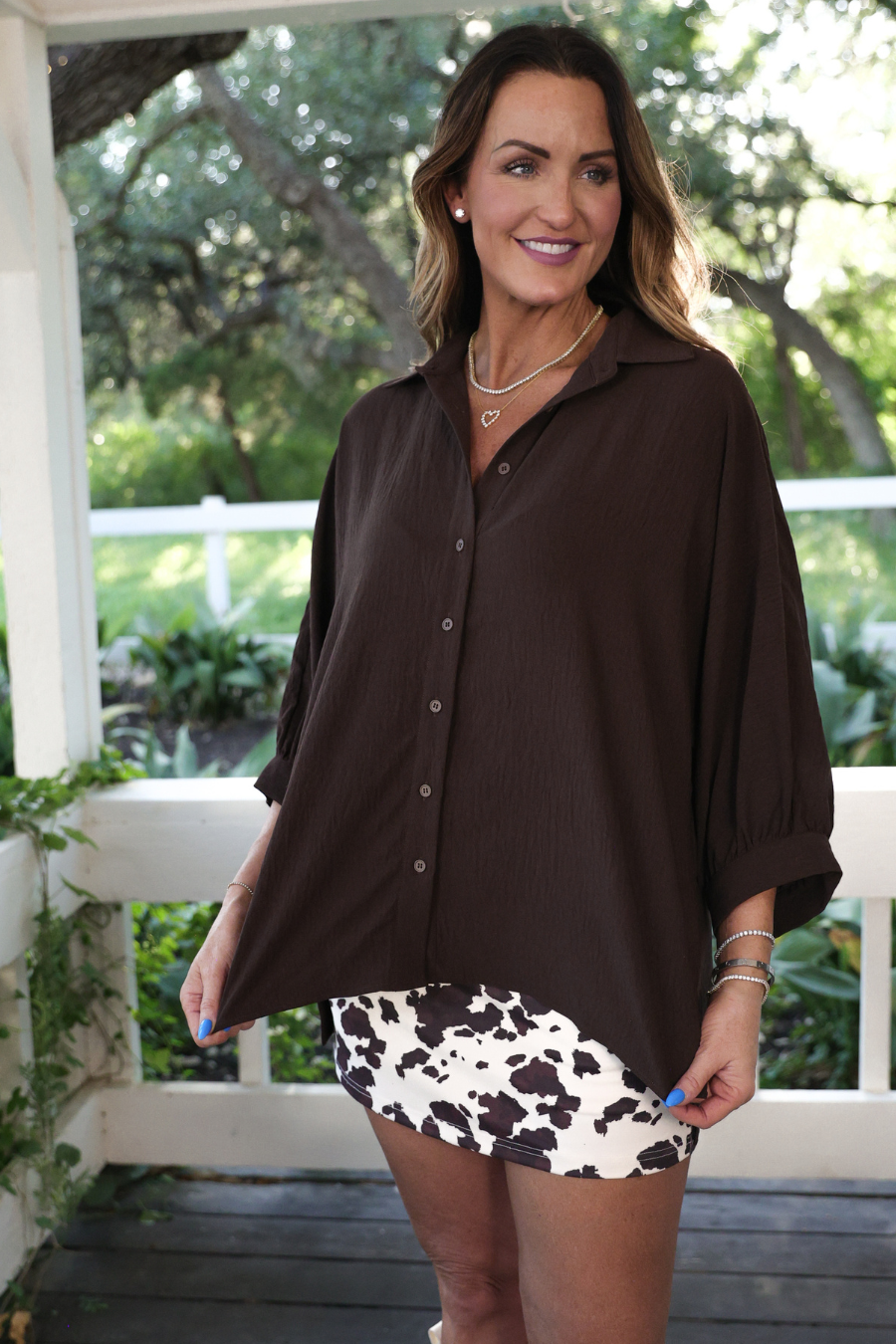Jess Lea Chocolate Button Up Blouse
