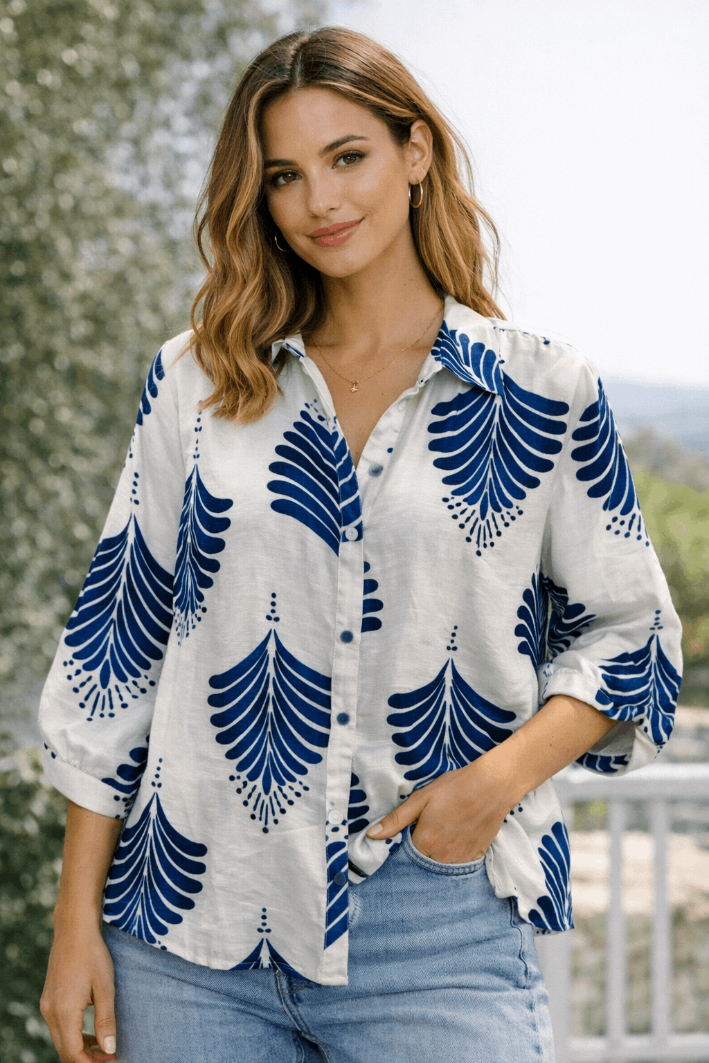 Blue & White Blouse