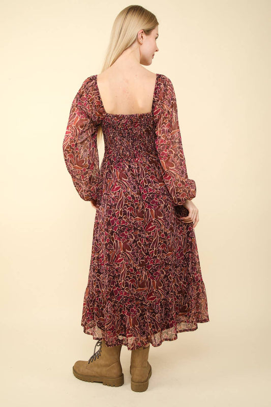 Burgundy Flare Midi Dress