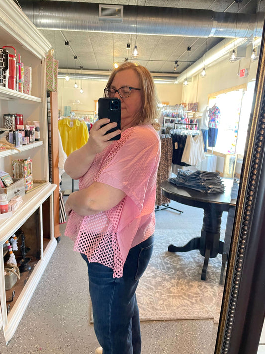 Mesh Pink Poncho - Style Junkie Boutique