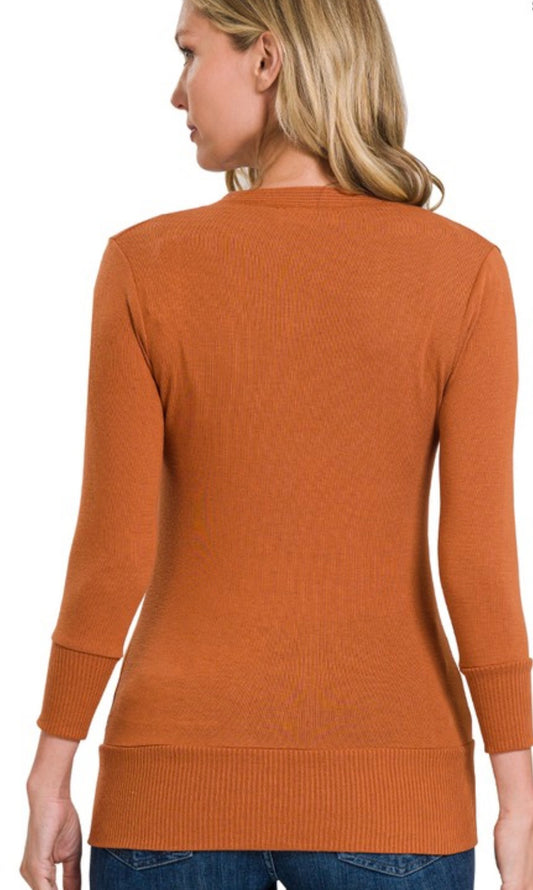 Pumpkin Snap Button Cardigan