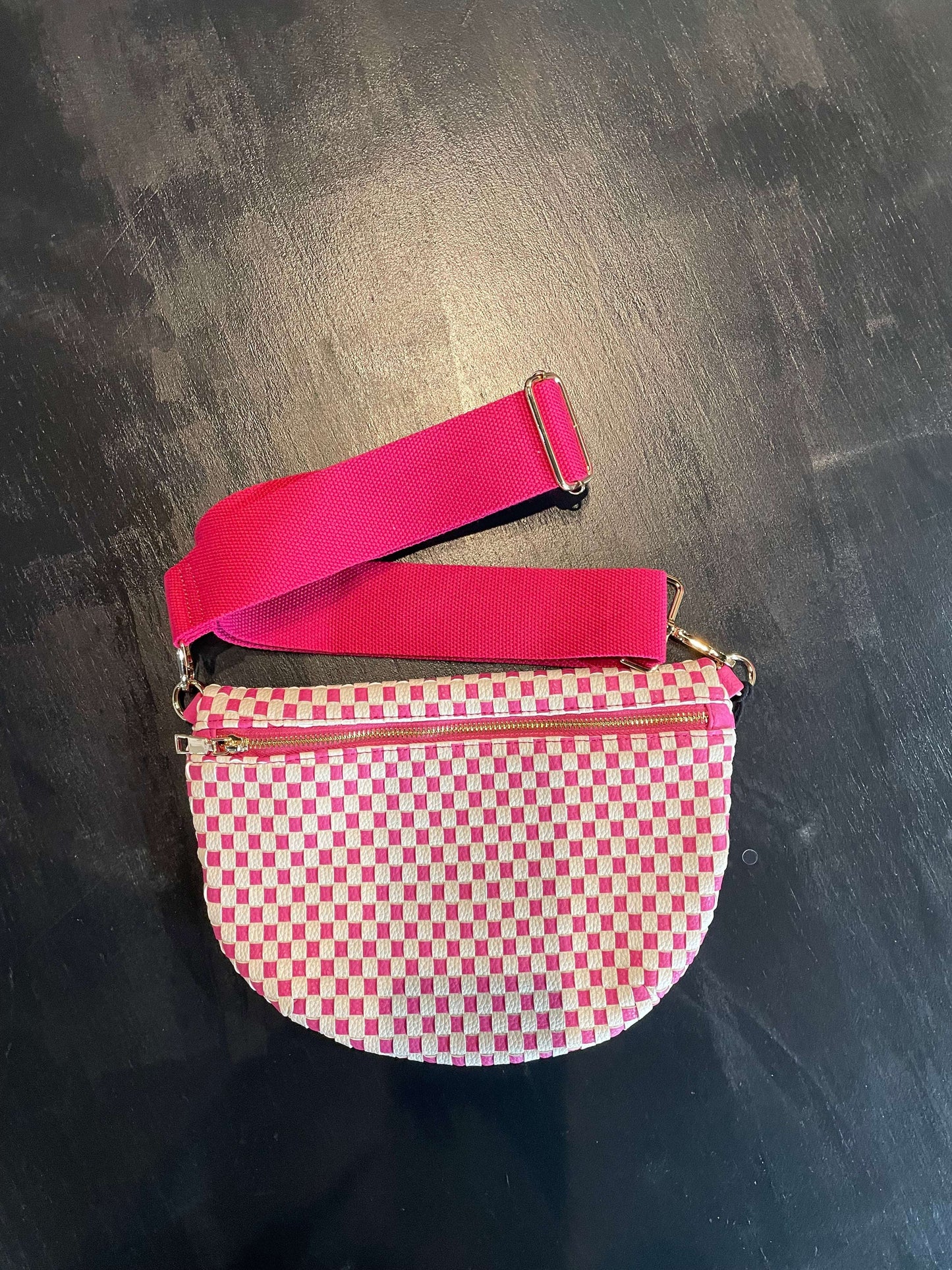 Pink Checker Crossbody