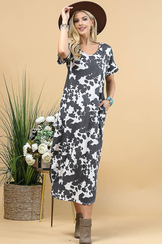 Cow Print Maxi Dress