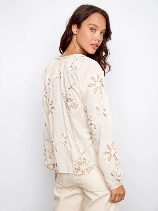 Textured Embroidered Blouse