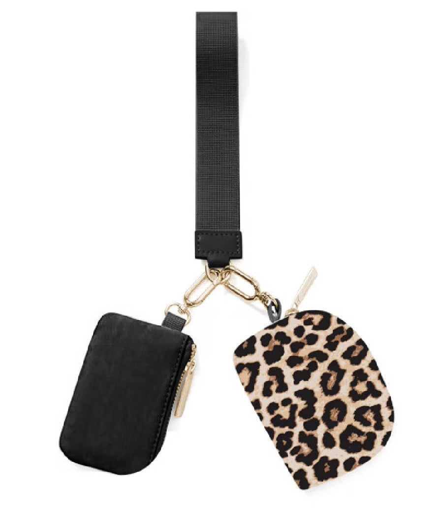 Double Pouch Wristlet - Safari Chic Leopard