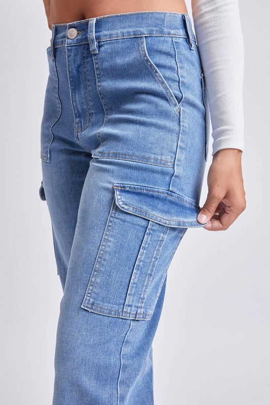 High Rise Straight Leg Cargo Jean