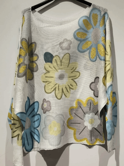Daisy Print Italian Sweater - Style Junkie Boutique