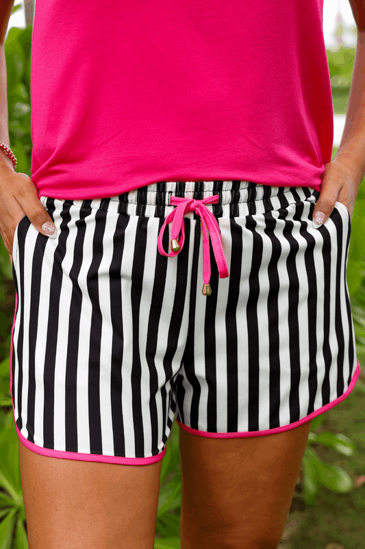 Black and White Striped Shorts