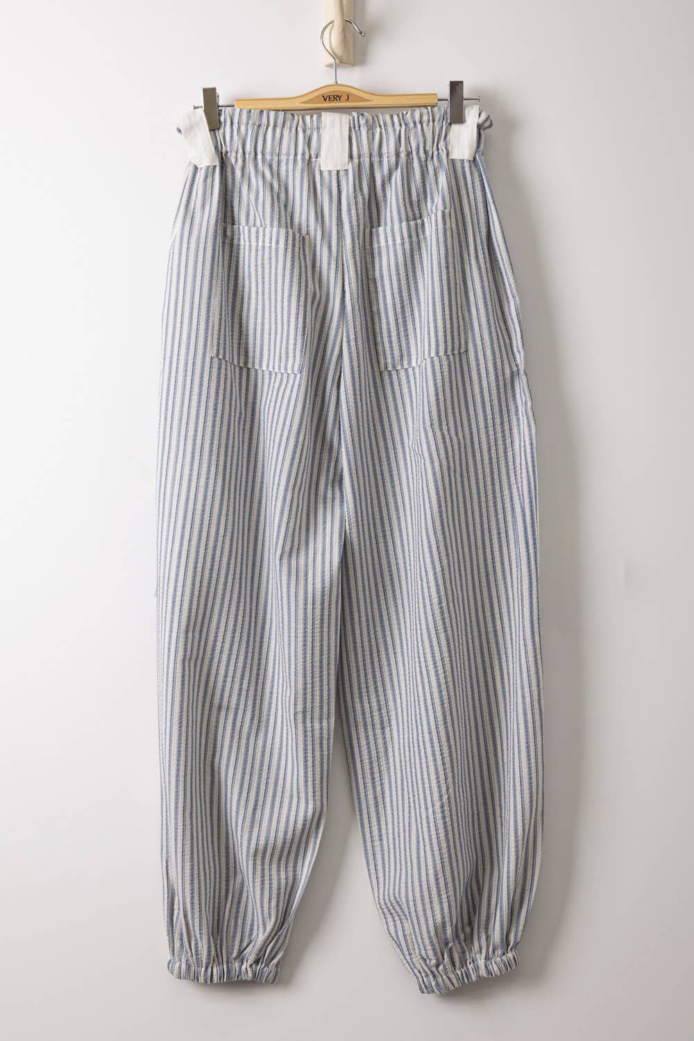 White & Black Striped Bow Pants