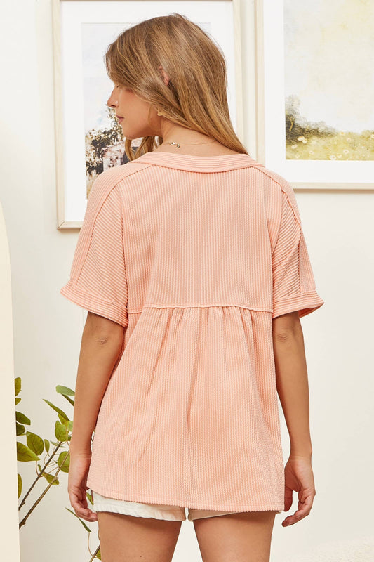 Peach Ribbed Top