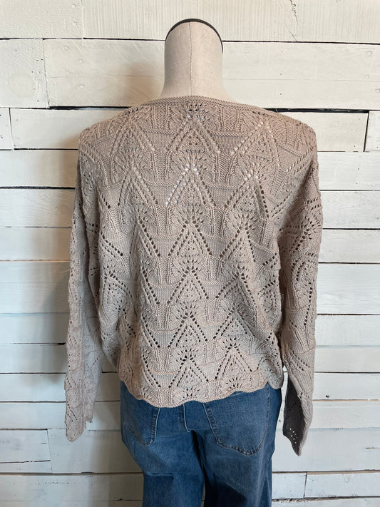 Natural Triangle Crochet Knit Sweater