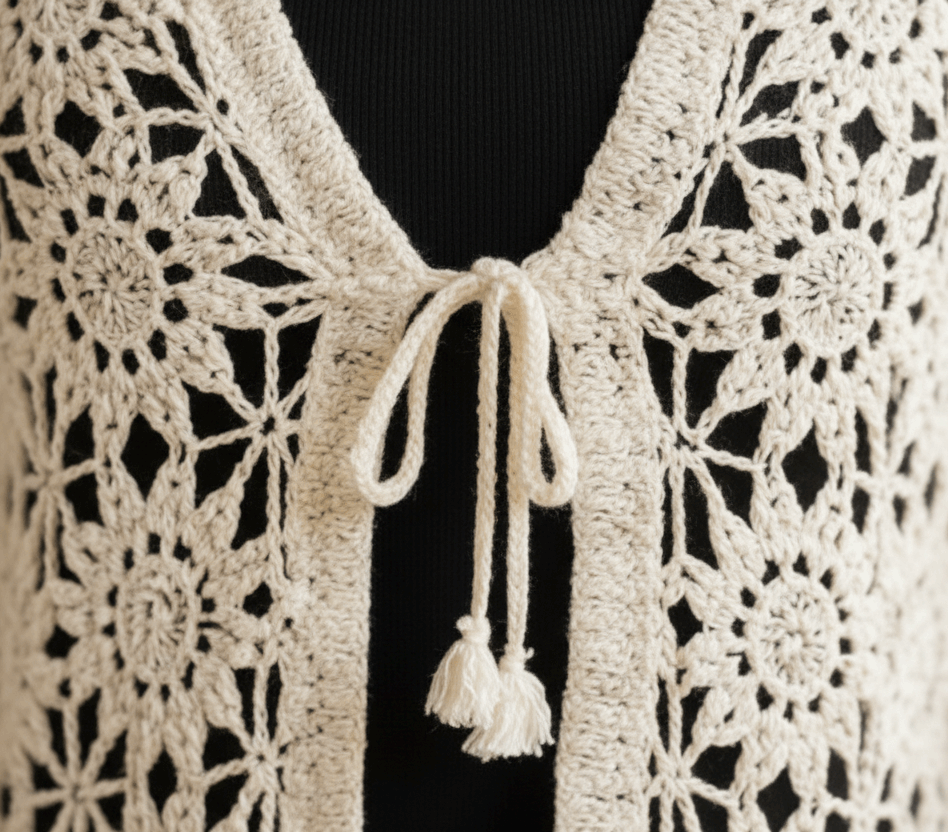 Crochet Tie Front Cardigan