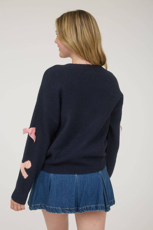 Navy Bow Sweater