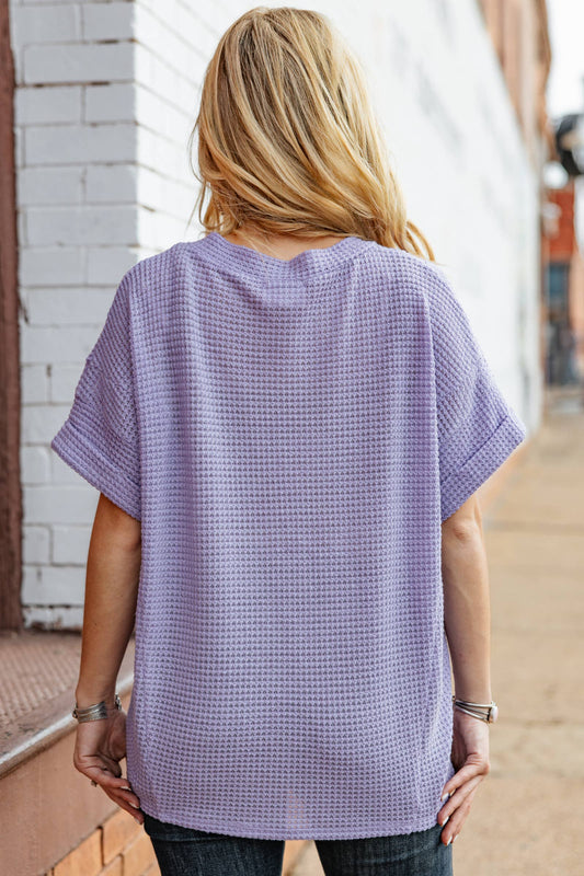 Lilac purple waffle texture oversize top