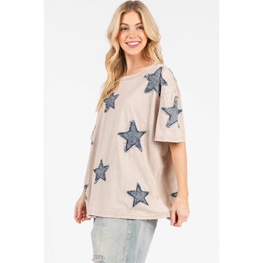 Frayed Denim Star Tee