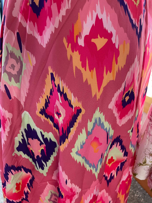 Pink Abstract Maxi Skirt