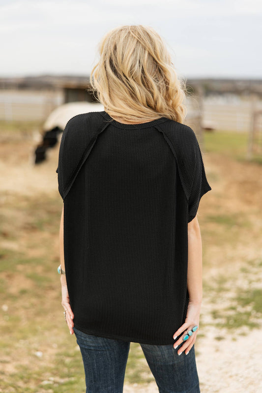 Knit Poncho Top - Black