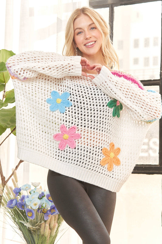 Floral Applique Crochet Top