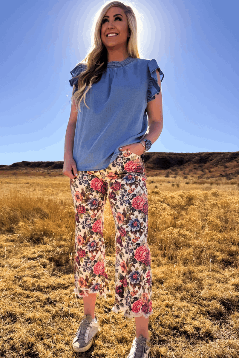Babydoll Denim Top Light Wash