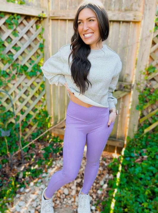 Lilac purple ribbed leggings