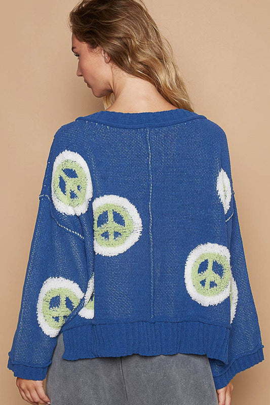POL Blue Peace Berber Sweater
