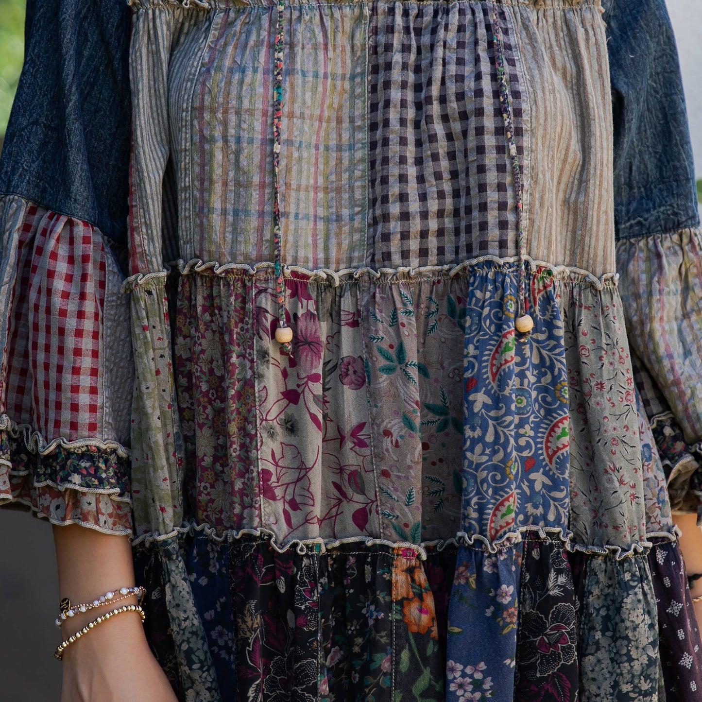Patchwork Denim Tunic Top