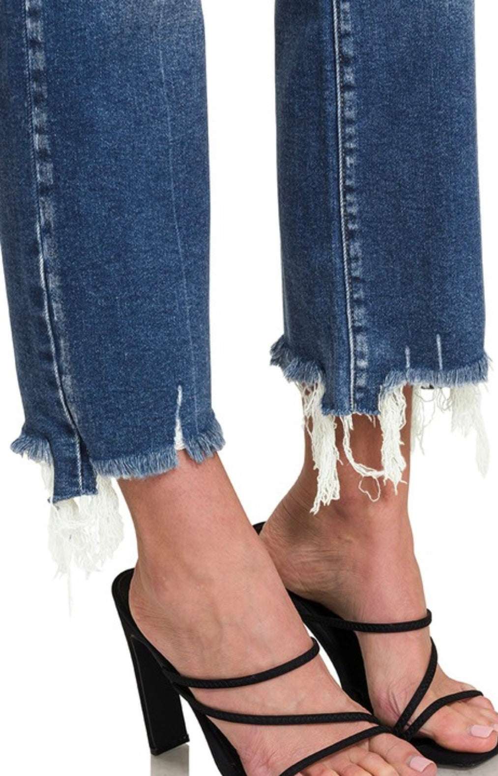 Mid Rise Flare Raw Hem