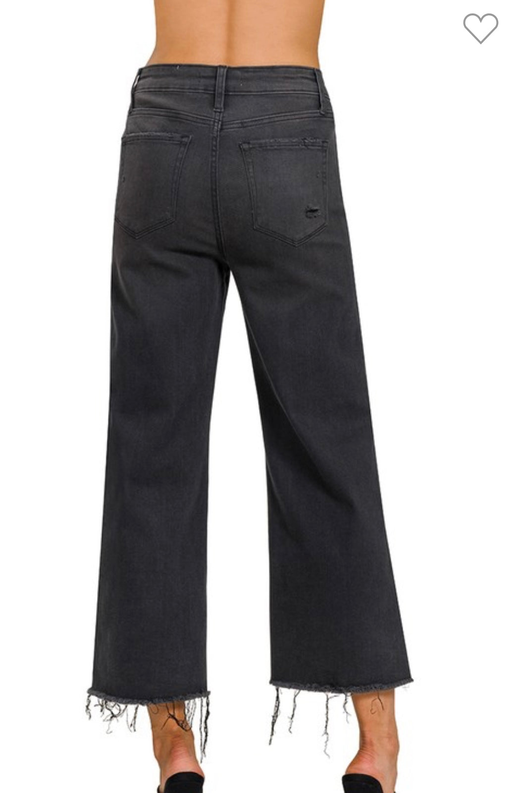 Black Cropped Raw Hem