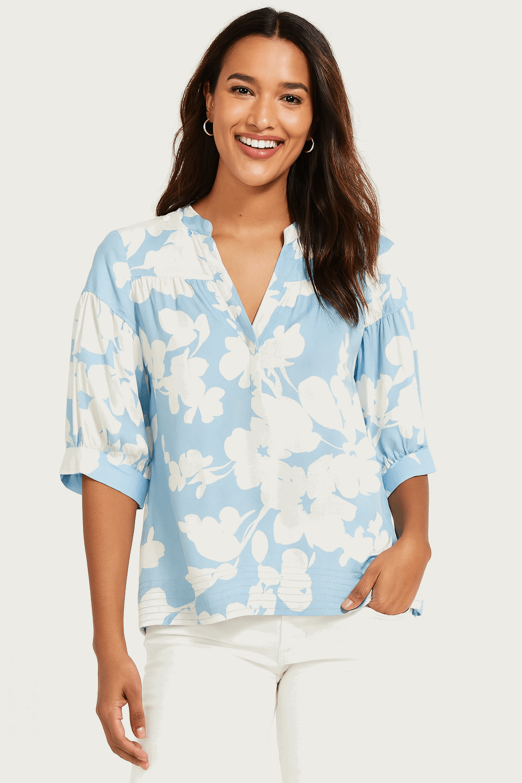 Pale Blue Floral Top