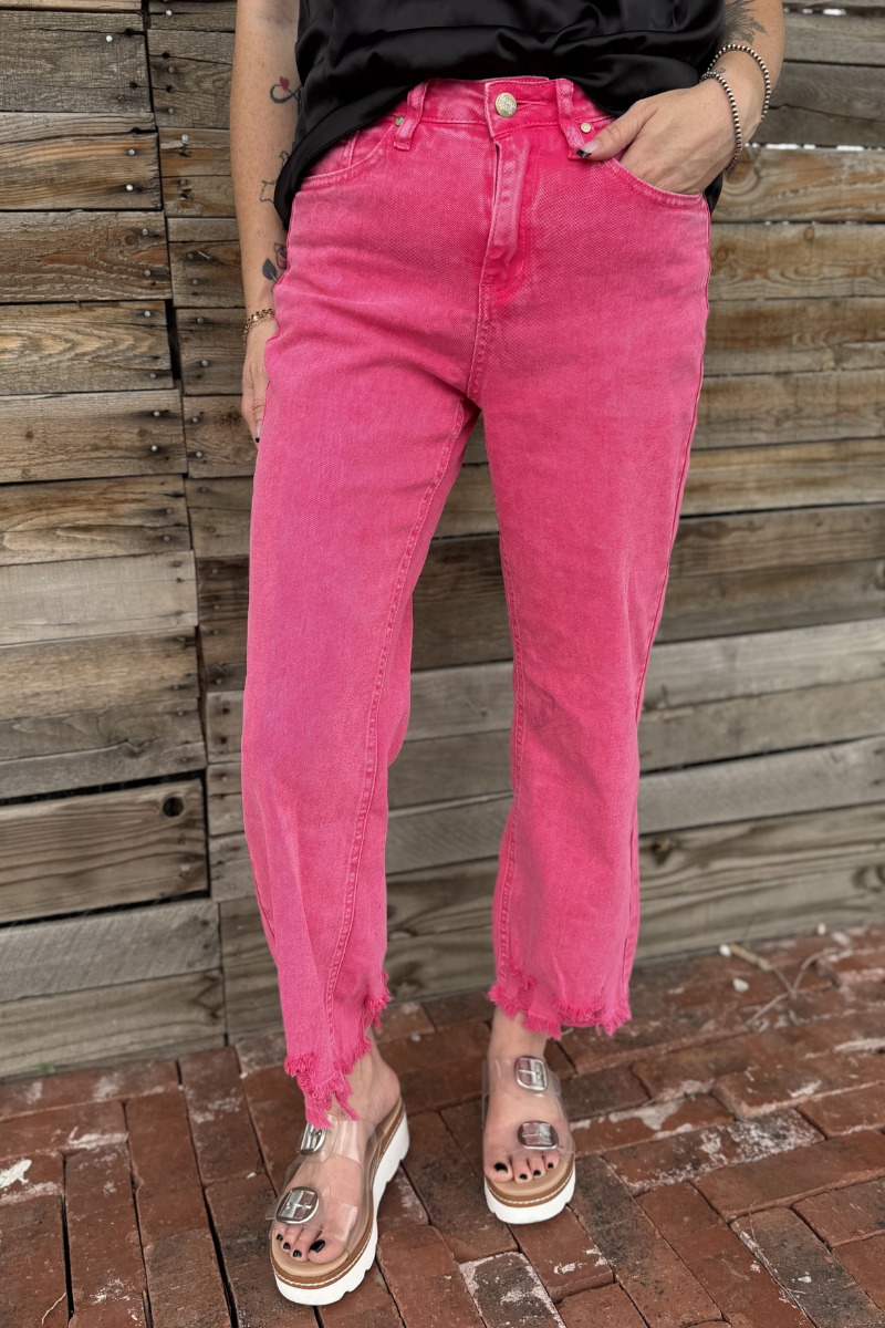 Retro Pink Crop Jeans