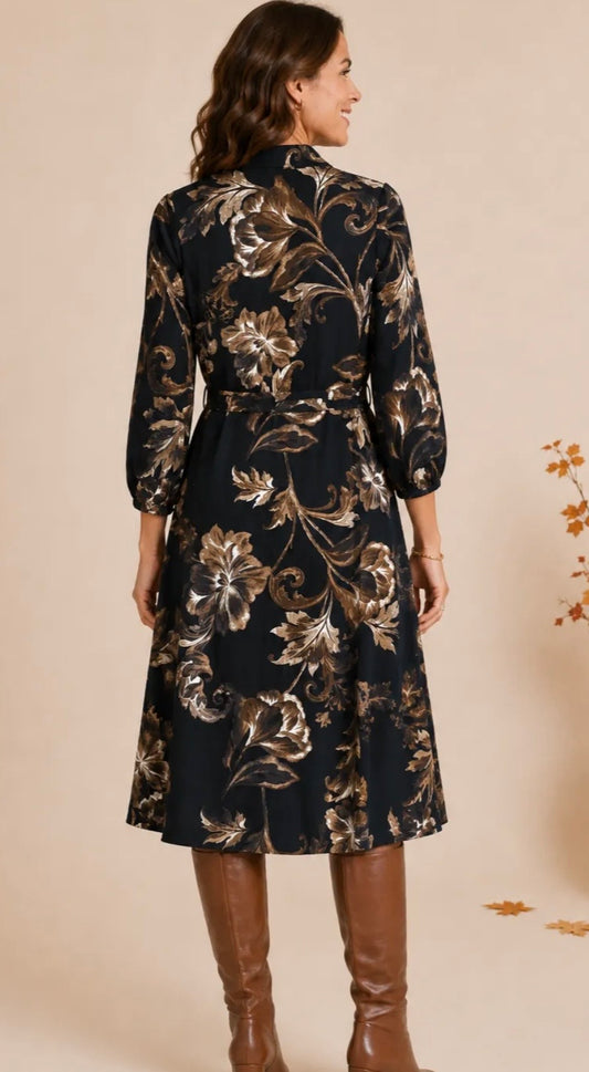 Black Floral Midi