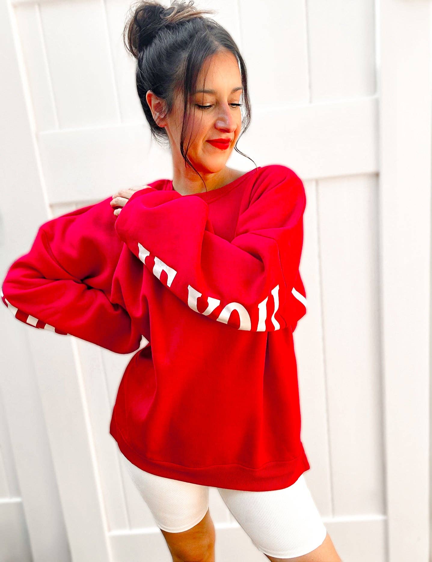 Girl Code Couture - PRE ORDER Santa’s Coming Graphic Scuba Oversized Sweatshirt - M
