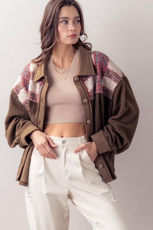 Olive Sherpa Shacket