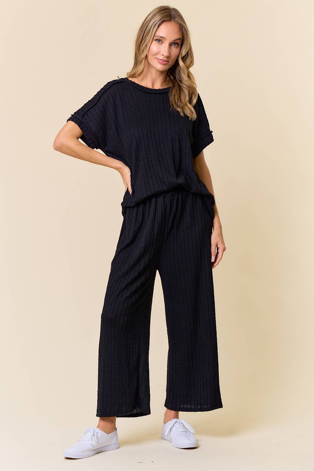Black Cable Pants