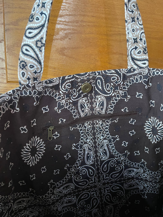 Tan Paisley Tote Bag