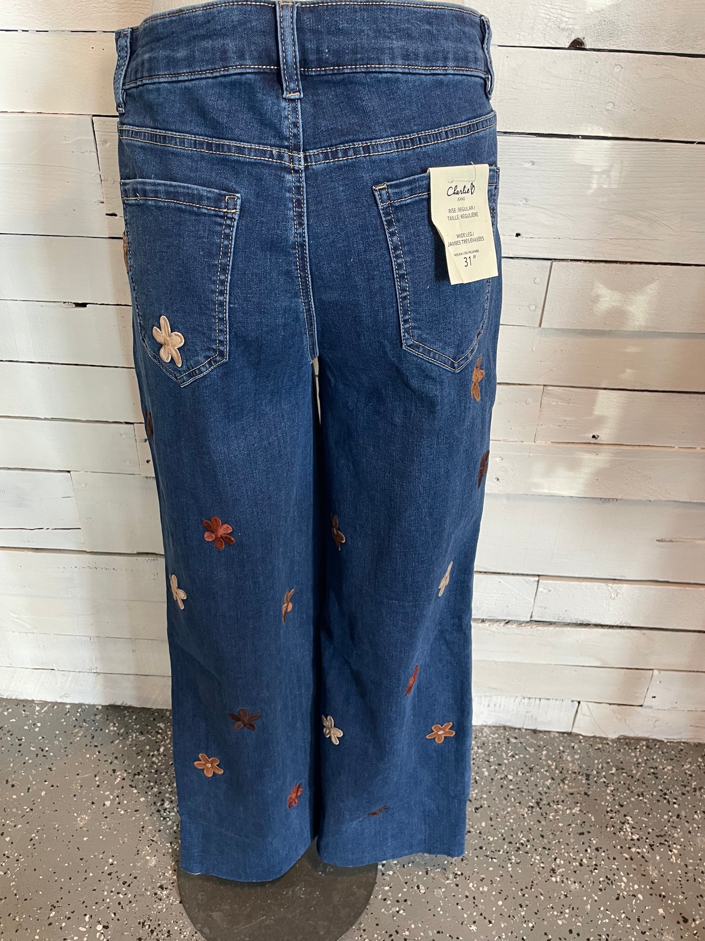 Embroidered Flower Wide