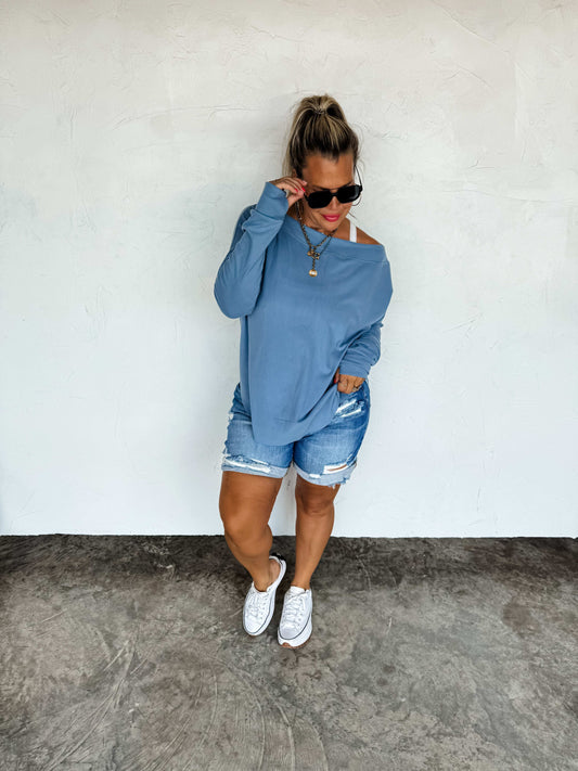 blue oversize sweatshirt
