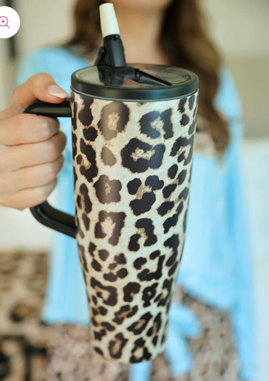 Safari Chick Leopard Sleek Tumbler