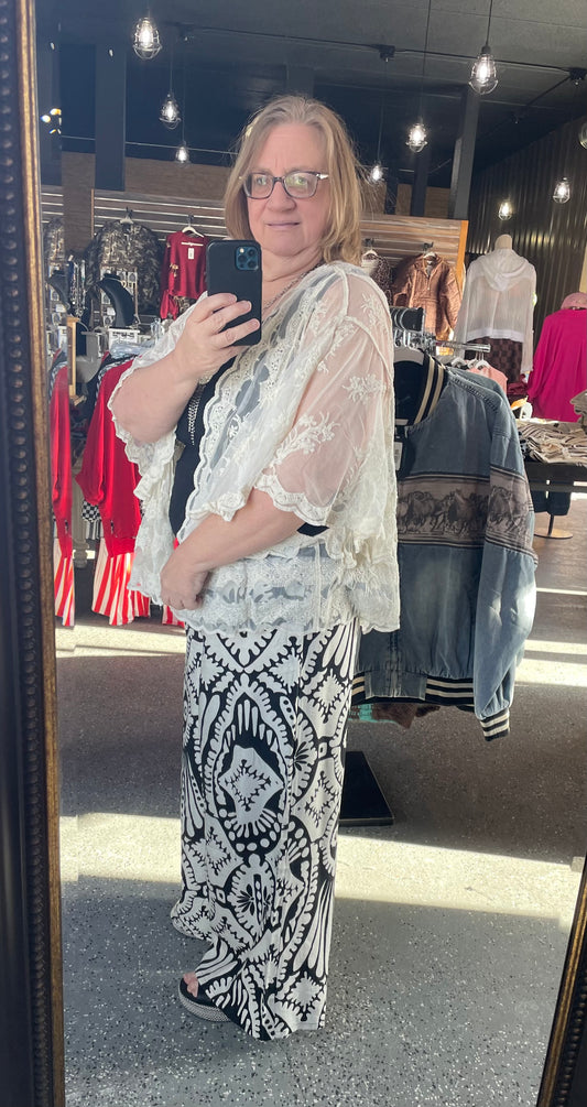 Black & Cream Palazzo Pant