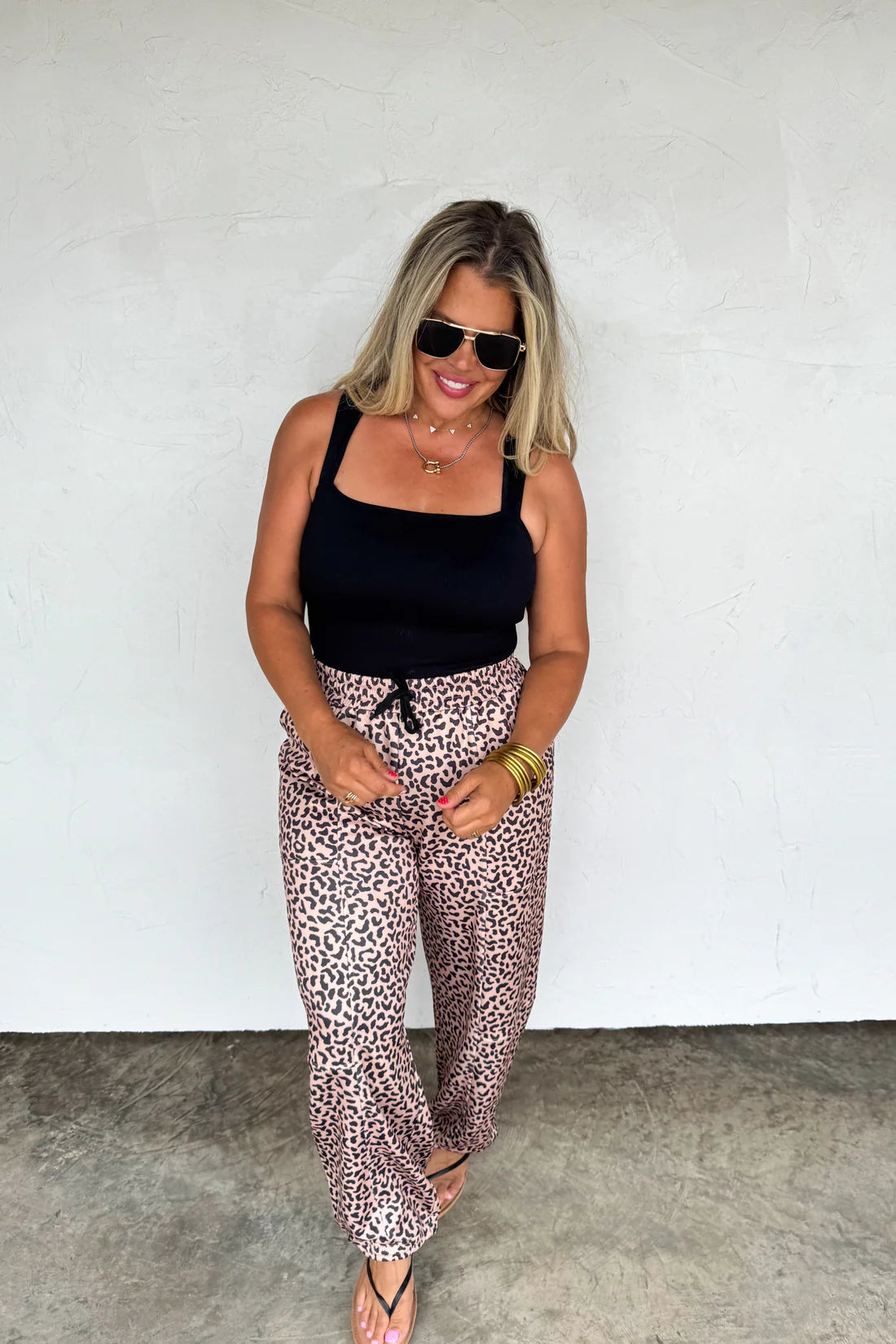 Leopard print jogger pants