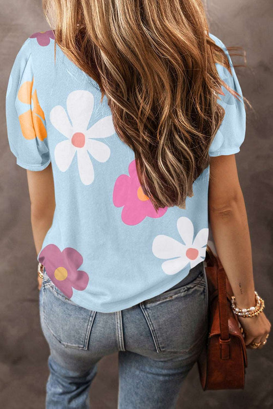 Blue Flower Bubble Sleeve