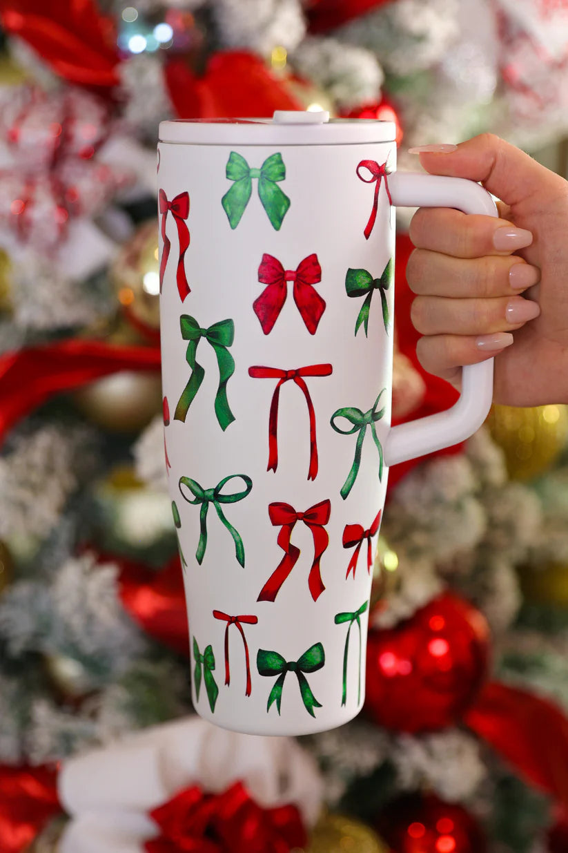 red and green box on white christmas tumbler