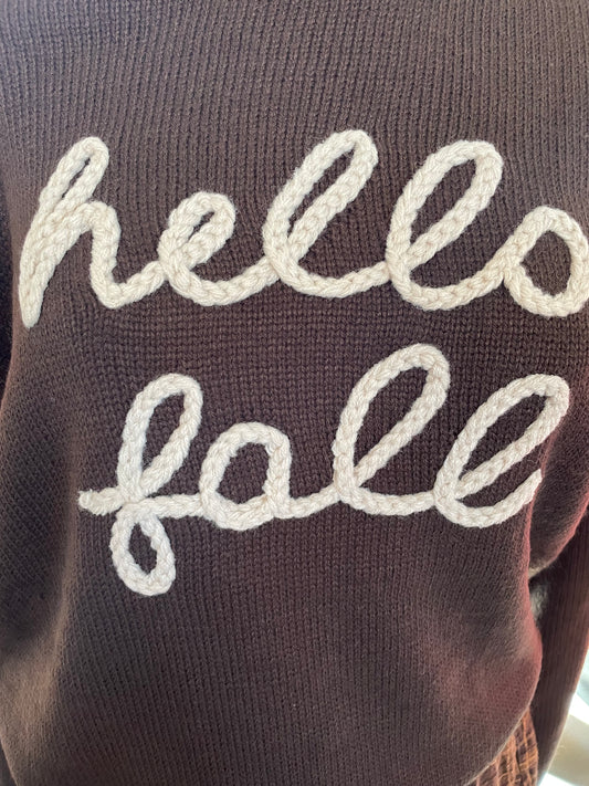 Hello Fall Brown Sweater