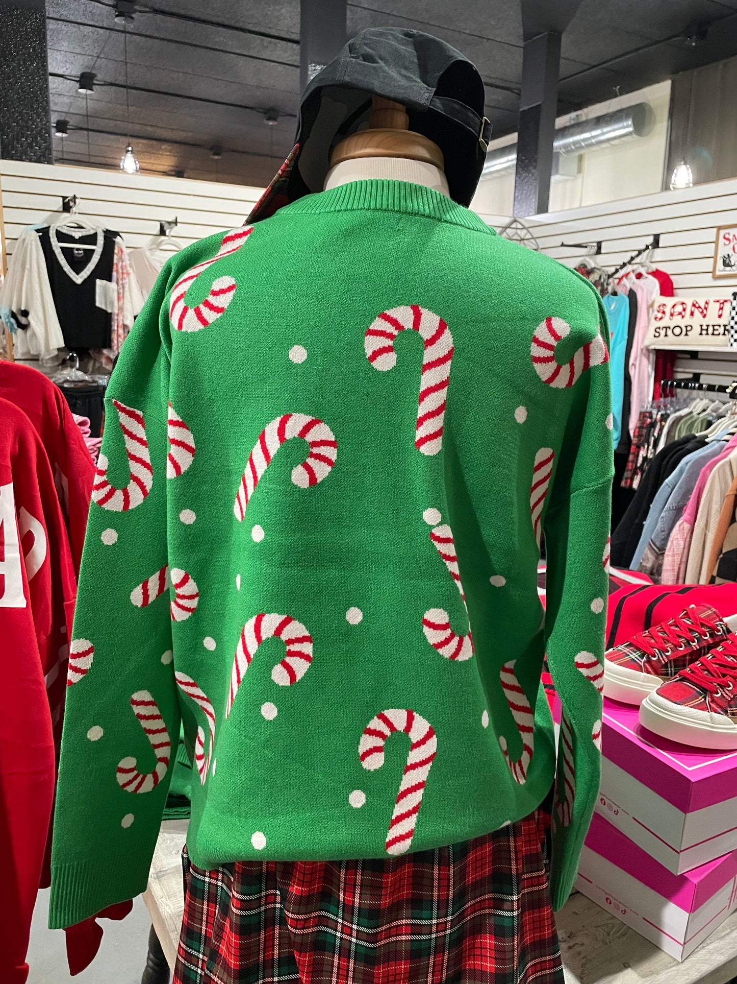 Green Candy Cane Sweater