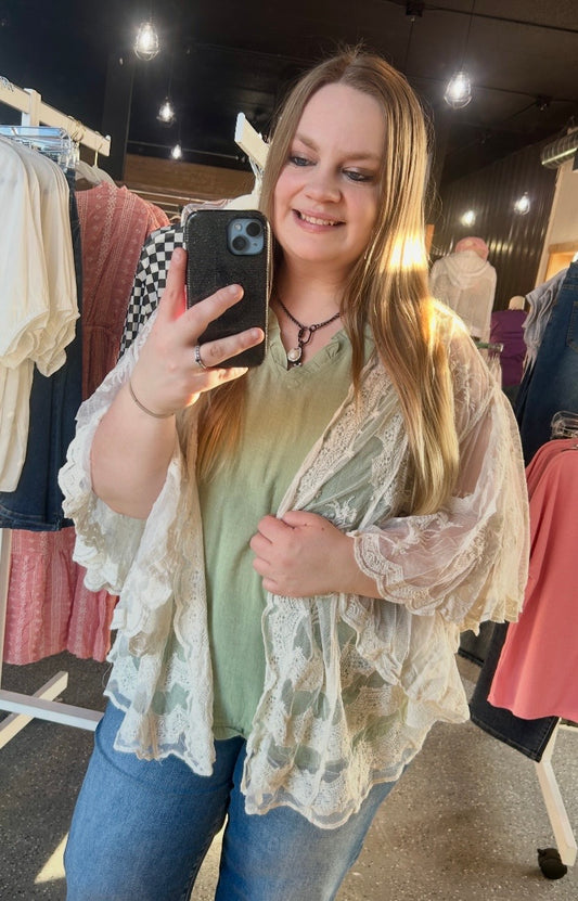 Embroidered Lace Kimono