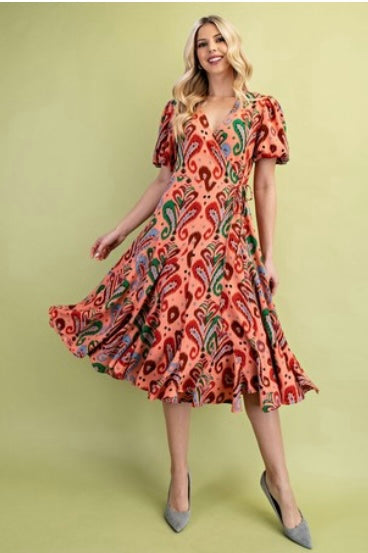 Fall Puff Sleeve Midi Dress